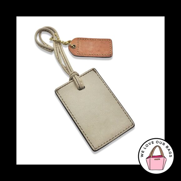 Y2K VINTAGE COACH Luggage ID Bone Beige Leather & Hang Tag Bag Charm Keychain - Picture 2 of 2